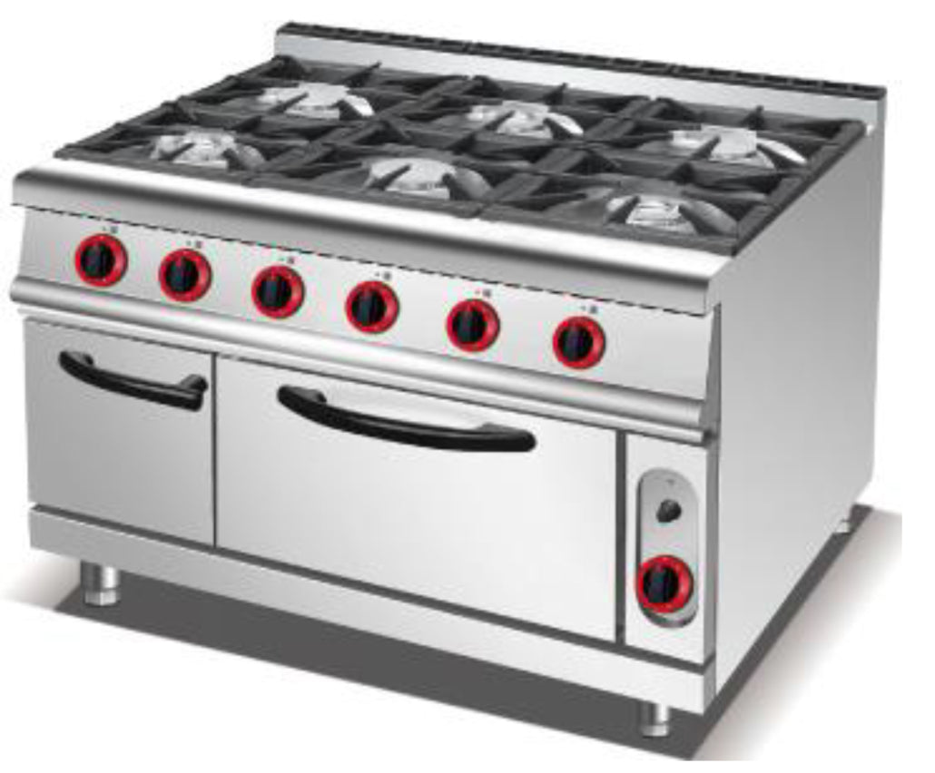 Commercial 6 Burner Gas Stove with Gas Oven