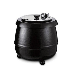 10L Round Black Countertop Food / Soup Kettle Warmer