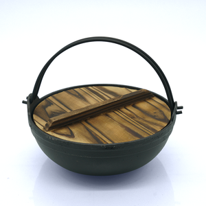 9.5" Cast Iron Hot Pot Noodle Bowl With Wood Lid