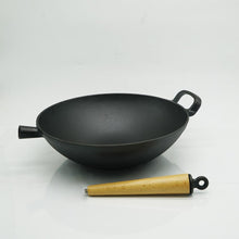Load image into Gallery viewer, 12.5" Cast Iron Wok with Wooden Handle - Eco Prima Home and Commercial Kitchen Supply