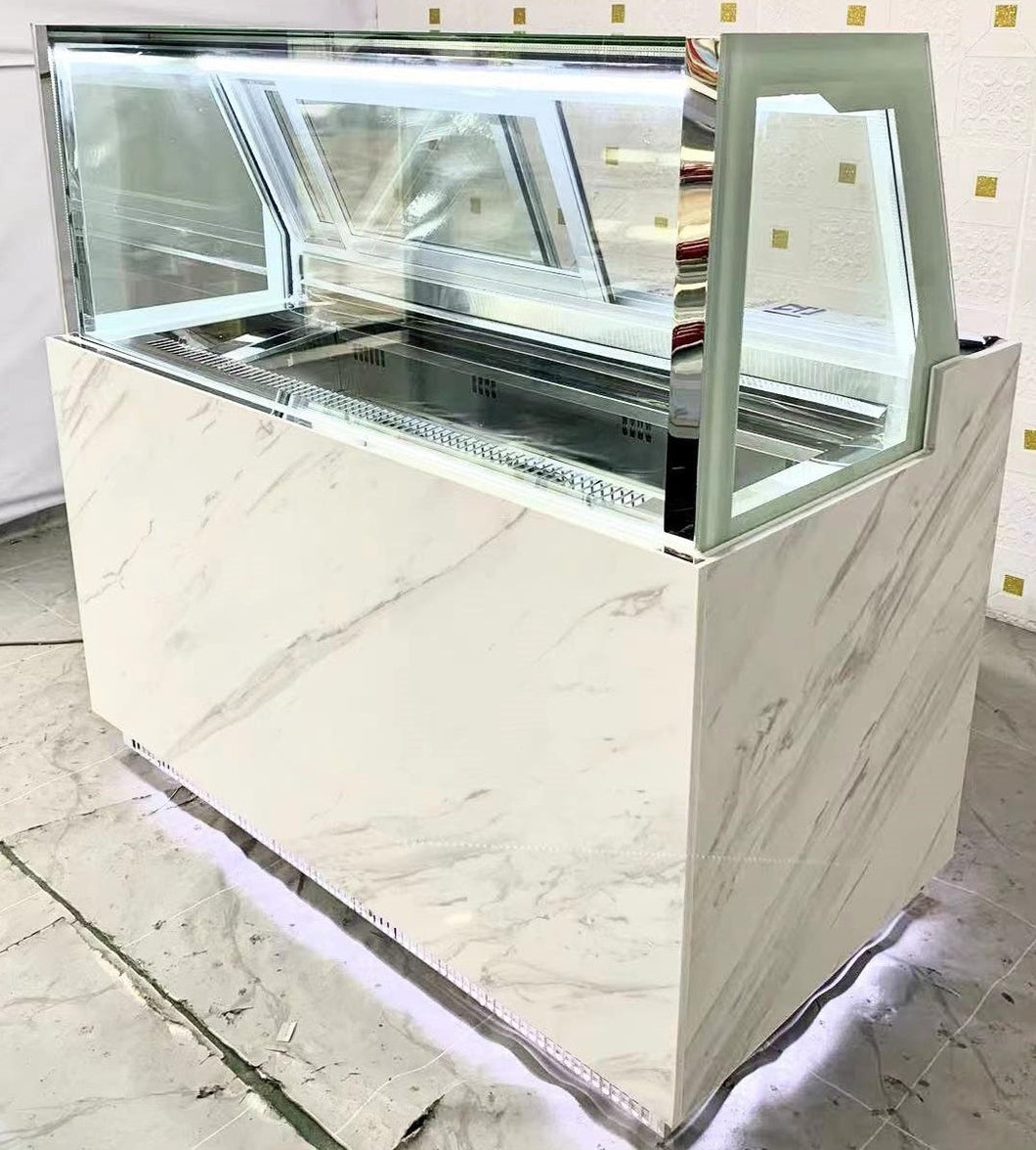 Ice Cream Showcase w/ Marble Base, L1368 x W910 x H1350 mm