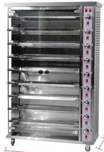 Gas Rotisserie Machine, 9 Layers, 45-54 Chickens, W1185 x D490 x H1880 mm