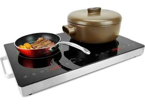 Double Stainless Steel Frameless Induction Cooker, Sensor Touch Controller, Four Led Digital Display, L390 x D652 x H67 mm