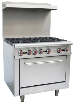 6 Burner Heavy Duty Gas Stove with Built-In Oven