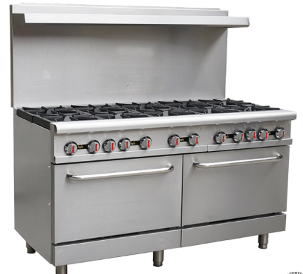 10 Burner Heavy Duty Gas Stove with 2 Built-In Oven