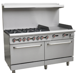 6 Burner Heavy Duty Gas Stove with 24" Griddle and 1 Built-In Oven