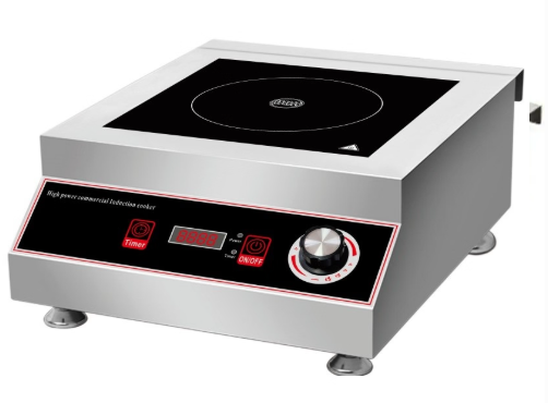 Single Stainless Steel Induction Cooker with Push with Knob Controller, Led Digital Display, 2 Cooling Fans, L450 x D345 x H130 mm
