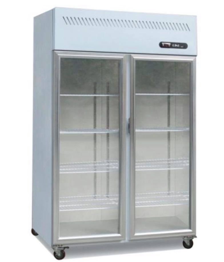2 Door Stainless Steel Refrigerator w/ Glass Window