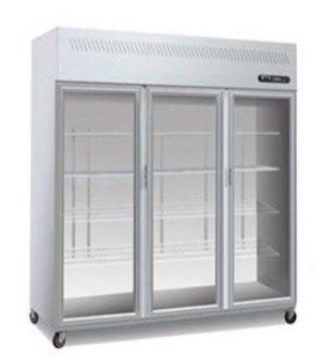 3 Door Stainless Steel Refrigerator w/ Glass Window