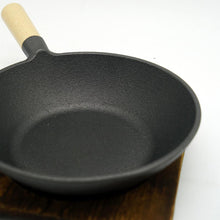 Load image into Gallery viewer, 9&quot; Cast Iron Wok with Wooden Base - Eco Prima Home and Commercial Kitchen Supply
