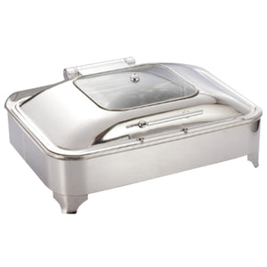 9L Rectangular Hydraulic Chafing Dish with Glass Lid
