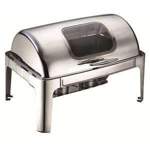 9L Rectangular Roll Top Chafing Dish w/ Glass Lid