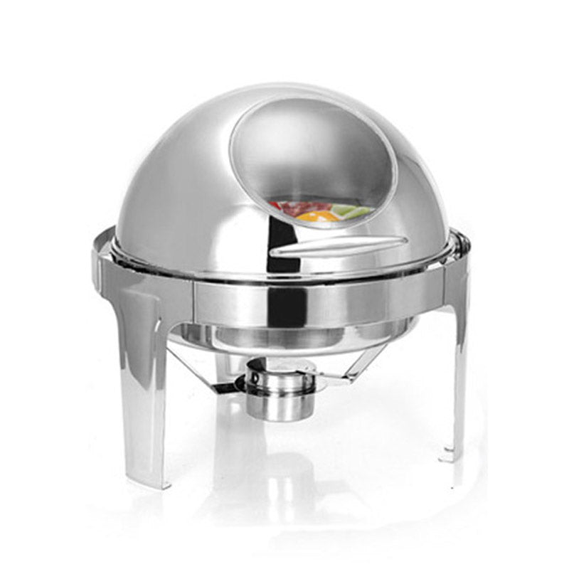 6L Round Roll Top Chafing Dish with Glass Lid
