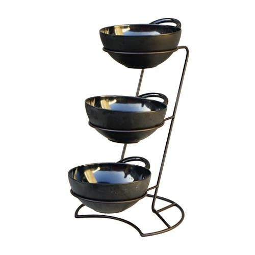 3-Tier Black Melamine Server - Eco Prima Home and Commercial Kitchen Supply