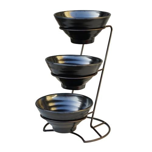 3-Tier Black Melamine Server - Eco Prima Home and Commercial Kitchen Supply