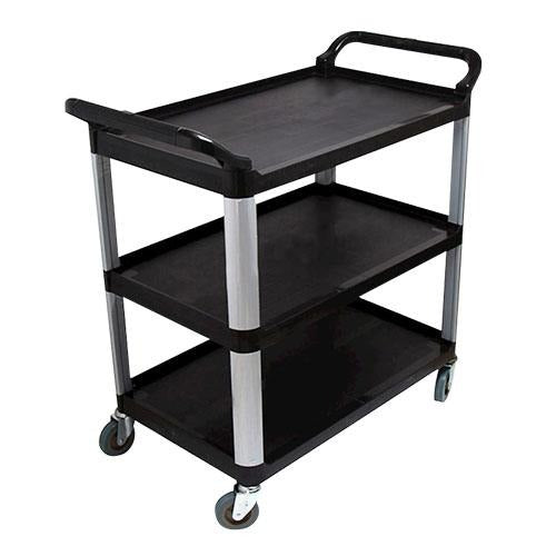 3-Tier Small Black Plastic Trolley - Eco Prima Home and Commercial Kitchen Supply