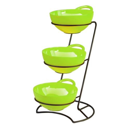 3-Tier Green Melamine Server - Eco Prima Home and Commercial Kitchen Supply