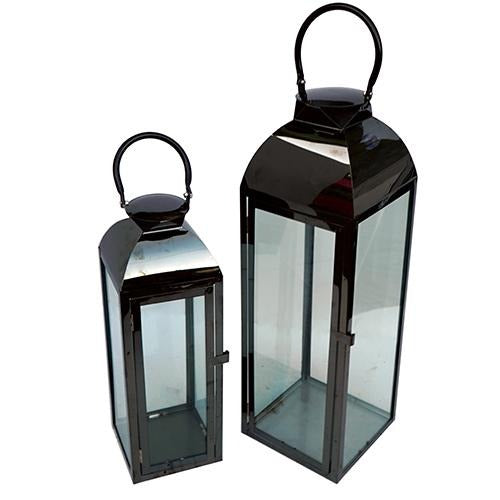 Black Glass Lantern - Eco Prima Home and Commercial Kitchen Supply