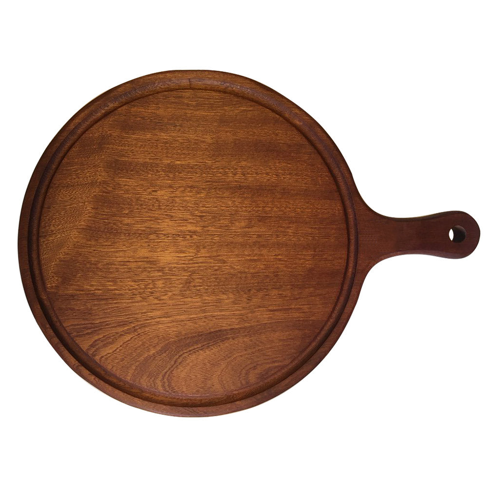 Round Wooden Serving Board with Handle 25x35x2