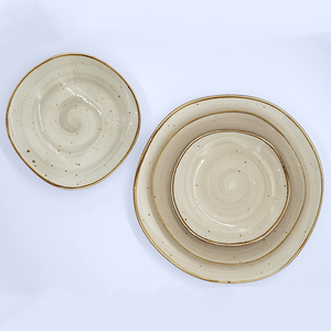 10.5" Cream Marbled Plate - Eco Prima Home and Commercial Kitchen Supply