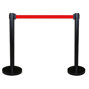 Retractable Black Stanchion Stand with Red Belt