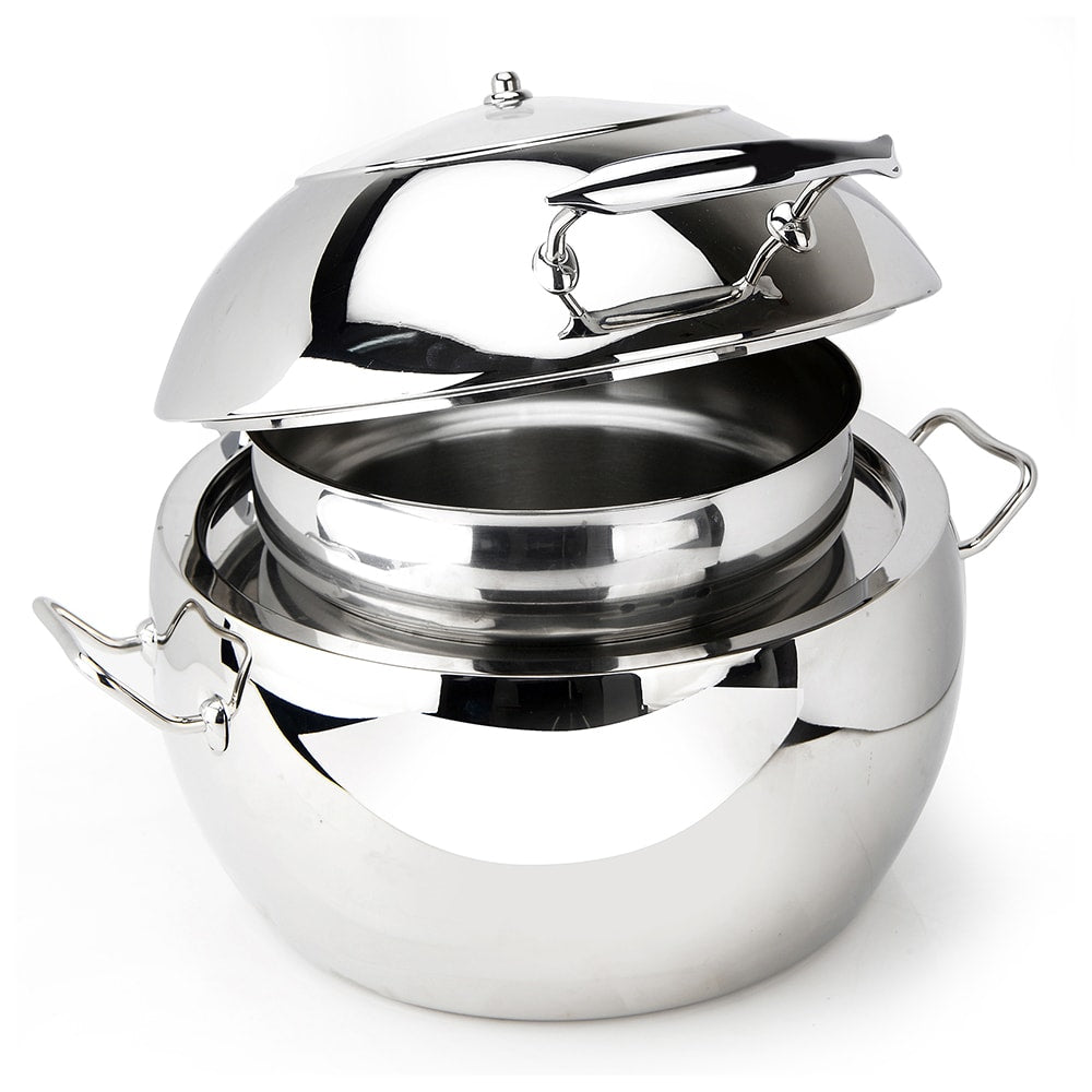 Stainless Steel Induction Soup Chafer with Glass Top, Soft-Close Lid, and Stand with Fuel Holder
