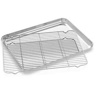 Medium Baking Pan with Cooling Rack Set, 12" x 9.5" - Eco Prima Home and Commercial Kitchen Supply