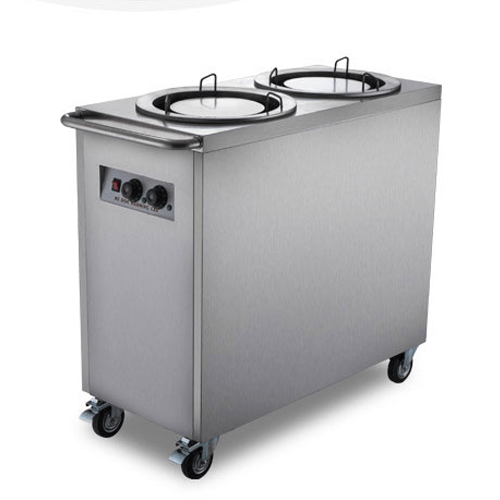 Stainless Steel Mobile Enclosed Two Stack Heated Plate Dispenser / Warmer - Eco Prima Home and Commercial Kitchen Supply